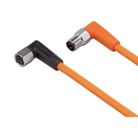 ifm electronic Right Angle Male 1 way M8 to Right Angle Female 1 way M8 Sensor Actuator Cable, 300mm [EVT172]; 185-866