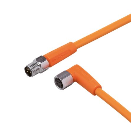 ifm electronic Straight Male 1 way M8 to Right Angle Female 1 way M8 Sensor Actuator Cable, 1m [EVT186]; 185-869