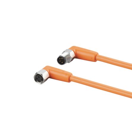 ifm electronic Right Angle Male 1 way M8 to Right Angle Female 1 way M8 Sensor Actuator Cable, 2m [EVT209]; 185-878