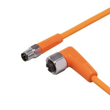 ifm electronic Straight Male 1 way M8 to Right Angle Female 1 way M12 Sensor Actuator Cable, 600mm [EVT266]; 185-891