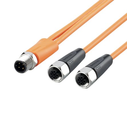 ifm electronic Straight Male 1 way M12 to Straight Female 2 way M12 Sensor Actuator Cable, 300mm [EVT473]; 185-901