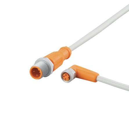 ifm electronic Straight Male 1 way M12 to Right Angle Female 1 way M8 Sensor Actuator Cable, 1.5m [EVW084]; 185-932