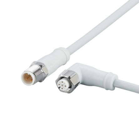 ifm electronic Straight Male 4 way M12 to Right Angle Female 5 way M12 Communication Cable, 0.25m [EVF497]; 185-944