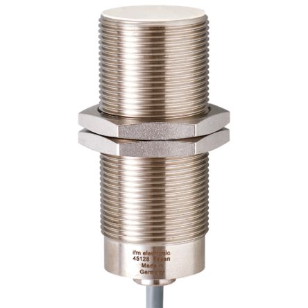 ifm electronic Inductive Threaded Barrel Proximity Sensor, M30, 10 mm Detection, PNP NO, 10 → 35 V dc [II5961]; 186-045