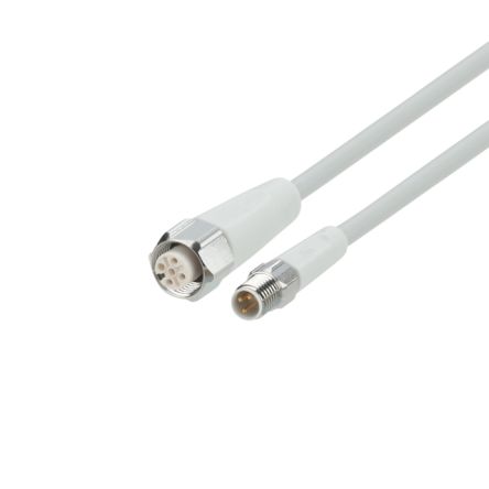 ifm electronic Straight Male 4 way M8 to Straight Female 5 way M12 Communication Cable, 300mm [EVF260]; 186-098