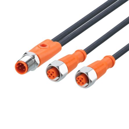 ifm electronic Straight Male 1 way M12 to Straight Female 2 way M12 Sensor Actuator Cable, 2m [EVM093]; 186-128