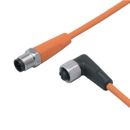 ifm electronic Straight Male 1 way M12 to Right Angle Female 1 way M12 Sensor Actuator Cable, 600mm [EVT053]; 186-144