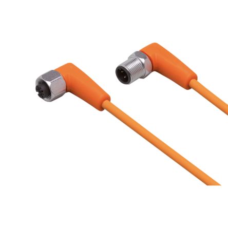 ifm electronic Right Angle Male 1 way M12 to Right Angle Female 1 way M12 Sensor Actuator Cable, 1m [EVT116]; 186-166