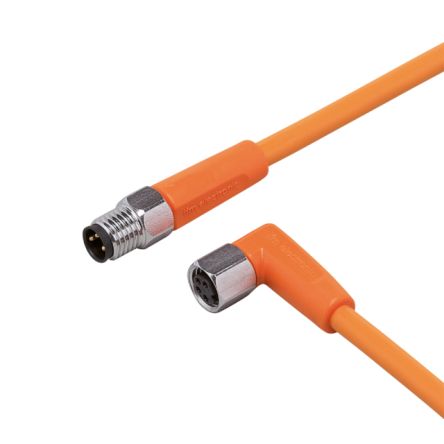 ifm electronic Straight Male 1 way M8 to Right Angle Female 1 way M8 Sensor Actuator Cable, 300mm [EVT283]; 186-172