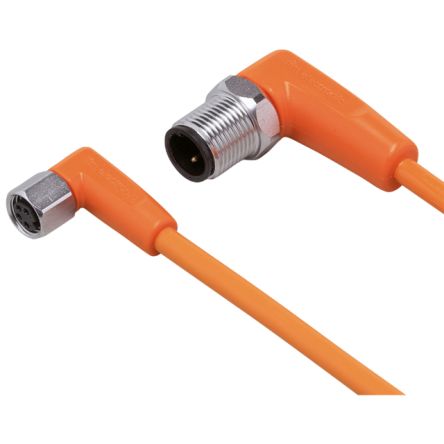 ifm electronic Right Angle Male 1 way M12 to Right Angle Female 1 way M8 Sensor Actuator Cable, 300mm [EVT300]; 186-178