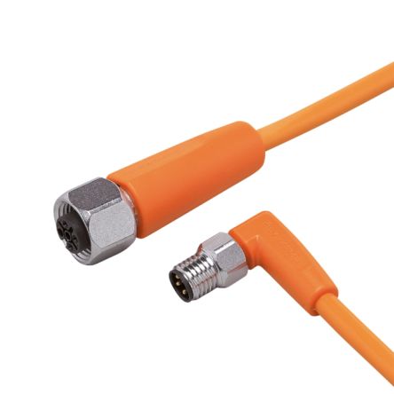 ifm electronic Right Angle Male 1 way M8 to Straight Female 1 way M12 Sensor Actuator Cable, 300mm [EVT306]; 186-181