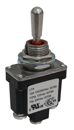 RS PRO Toggle Switch, Panel Mount, (On)-Off-(On), SPDT, Step Model Terminal, 125, 250V ac [0]; 186-240