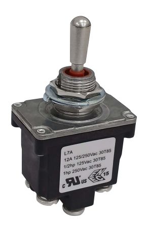 RS PRO Toggle Switch, Panel Mount, (On)-On-(On), DPDT, Step Model Terminal, 125, 250V ac [0]; 186-241