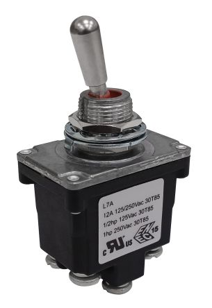 RS PRO Toggle Switch, Panel Mount, On-None-On, DPDT, Step Model Terminal, 125, 250V ac [0]; 186-244