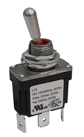 RS PRO Toggle Switch, Panel Mount, On-None-On, SPDT, Quick Connect Terminal, 125, 250V ac [0]; 186-251