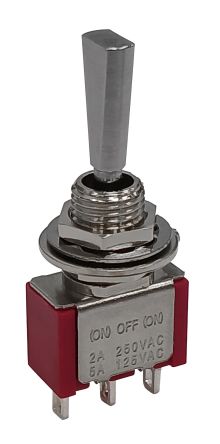 RS PRO Toggle Switch, Panel Mount, (On)-Off-(On), SPDT, Solder Lug Terminal, 125, 250V ac [0]; 186-256