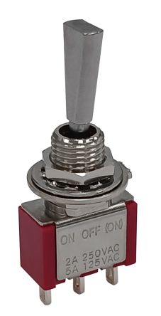RS PRO Toggle Switch, Panel Mount, On-Off-(On), SPDT, Solder Lug Terminal, 125, 250V ac [0]; 186-257