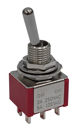 RS PRO Toggle Switch, Panel Mount, On-None-On, DPDT, Solder Lug Terminal, 125, 250V ac [0]; 186-259
