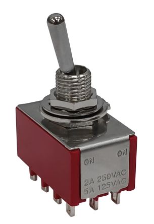 RS PRO Toggle Switch, Panel Mount, On-None-On, 4PDT, Solder Lug Terminal, 125, 250V ac [0]; 186-262