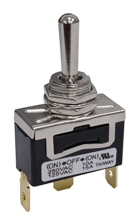 RS PRO Toggle Switch, Panel Mount, Momentary-Off-Momentary, SPDT, Solder Lug Terminal, 125, 250V ac [0]; 186-265