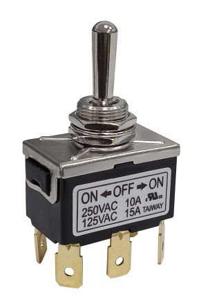 RS PRO Toggle Switch, Panel Mount, On-Off-On, DPDT, Solder Lug Terminal, 125, 250V ac [0]; 186-272