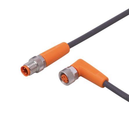 ifm electronic Straight Male 3 way M8 to Right Angle Female 3 way M8 Communication Cable, 4m [EVC477]; 186-421