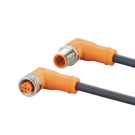 ifm electronic Right Angle Male 4 way M12 to Right Angle Female 5 way M12 Communication Cable, 1m [EVC739]; 186-429