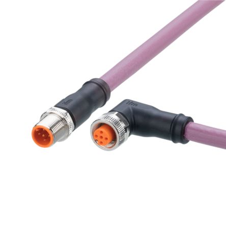 ifm electronic Straight Male 5 way M12 to Right Angle Female 5 way M12 Communication Cable, 5m [EVC952]; 186-468