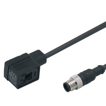 ifm electronic Straight Male 1 way M12 to Right Angle Female 1 way Valve Connector Actuator/Sensor Cable, 2m [E11434]; 186-519