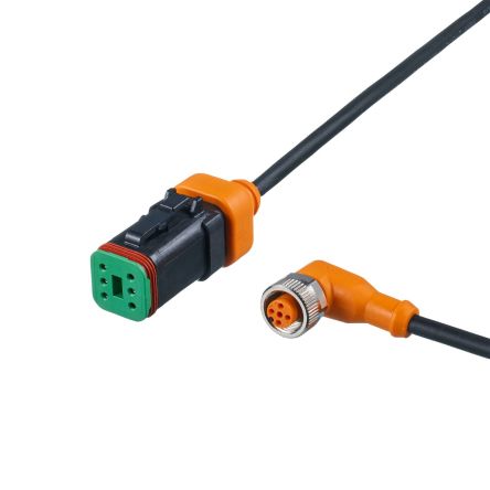 ifm electronic Straight Female 1 way Deutsch to Right Angle Female 1 way M12 Actuator/Sensor Cable, 2m [E12729]; 186-655