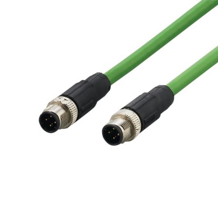 ifm electronicE211, 5m, Green M12 to Male M12 Male, Shielded, Terminated PVC Sheath [E21139]; 186-746
