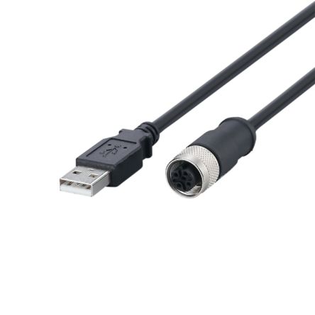 ifm electronic USB 2.0, Male USB A to Female M12, 1m [E12689]; 186-916