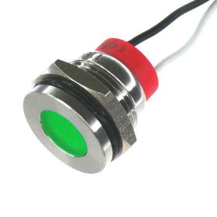 CML Innovative Technologies PL14SL Series White Panel LED, 240V, 14mm Mounting Hole Size, Lead Wires Termination, IP67 [PL14SL166]; 187-014