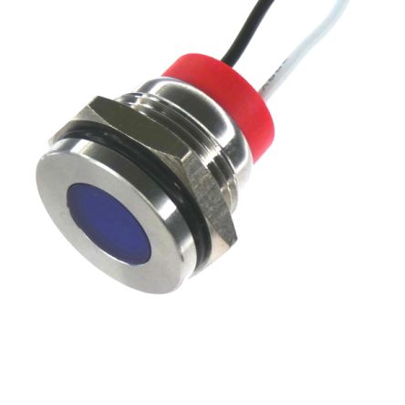 CML Innovative Technologies PL16SL Series Blue Panel LED, 110V, 16mm Mounting Hole Size, Lead Wires Termination, IP67 [PL16SL055]; 187-051