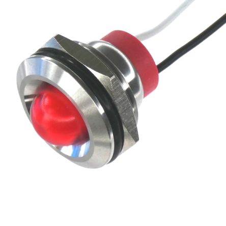 CML Innovative Technologies PL19SL Series Red Panel LED, 110V, 19mm Mounting Hole Size, Lead Wires Termination, IP67 [PL19SL115]; 187-111