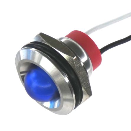 CML Innovative Technologies PL19SL Series Blue Panel LED, 110V, 19mm Mounting Hole Size, Lead Wires Termination, IP67 [PL19SL155]; 187-114