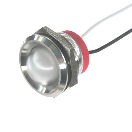 CML Innovative Technologies PL22SL Series White Panel LED, 12V, 22mm Mounting Hole Size, Lead Wires Termination, IP67 [PL22SL162]; 187-123