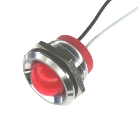 CML Innovative Technologies PL22SL Series Red Panel LED, 110V, 22mm Mounting Hole Size, Lead Wires Termination, IP67 [PL22SL115]; 187-130