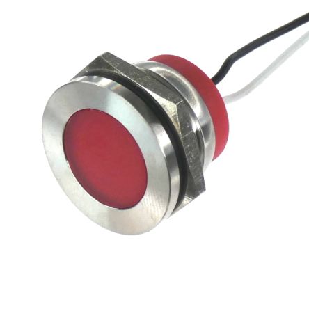 CML Innovative Technologies PL22SL Series Red Panel LED, 110V, 22mm Mounting Hole Size, Lead Wires Termination, IP67 [PL22SL015]; 187-153
