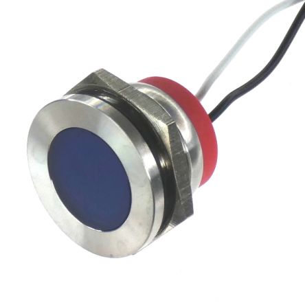 CML Innovative Technologies PL22SL Series Blue Panel LED, 110V, 22mm Mounting Hole Size, Lead Wires Termination, IP67 [PL22SL055]; 187-156