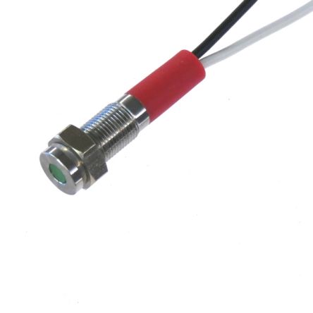 CML Innovative Technologies PL06SL Series Green Panel LED, 240V, 6mm Mounting Hole Size, Lead Wires Termination, IP67 [PL06SL026]; 187-167