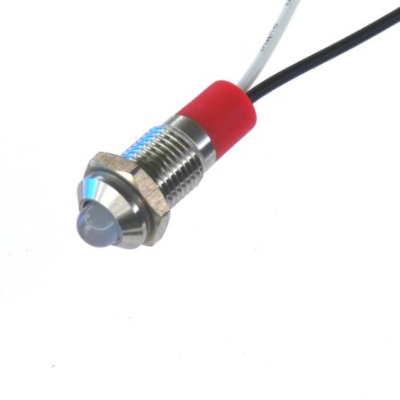 CML Innovative Technologies PL08SL Series White Panel LED, 12V, 8mm Mounting Hole Size, Lead Wires Termination, IP67 [PL08SL162]; 187-180