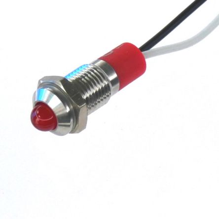 CML Innovative Technologies PL08SL Series Red Panel LED, 110V, 8mm Mounting Hole Size, Lead Wires Termination, IP67 [PL08SL115]; 187-187