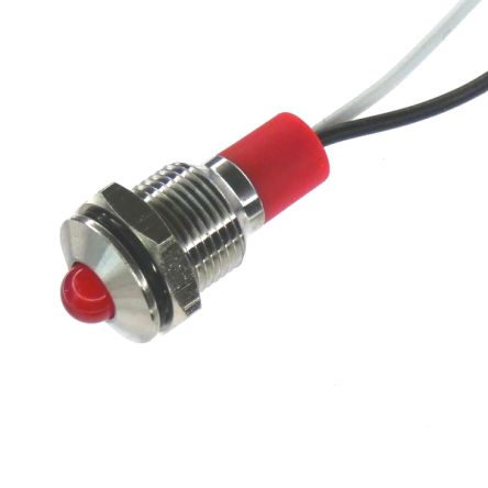 CML Innovative Technologies PL10SL Series Red Panel LED, 110V, 10mm Mounting Hole Size, Lead Wires Termination, IP67 [PL10SL115]; 187-207