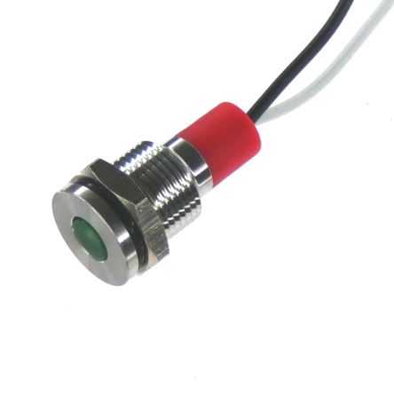 CML Innovative Technologies PL10SL Series Green Panel LED, 110V, 10mm Mounting Hole Size, Lead Wires Termination, IP67 [PL10SL025]; 187-231