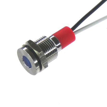 CML Innovative Technologies PL10SL Series Blue Panel LED, 110V, 10mm Mounting Hole Size, Lead Wires Termination, IP67 [PL10SL055]; 187-232