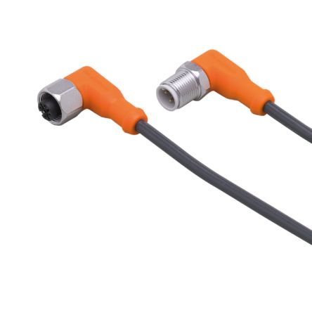 ifm electronic Right Angle Male 1 way M12 to Right Angle Female 1 way M12 Actuator/Sensor Cable, 10m [EVC13A]; 187-296
