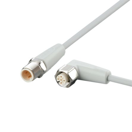 ifm electronic Straight Male 4 way M12 to Right Angle Female 5 way M12 Communication Cable, 10m [EVF051]; 187-316