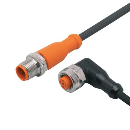 ifm electronic Straight Male 1 way M12 to Right Angle Female 1 way M12 Actuator/Sensor Cable, 1m [EVC052]; 187-331