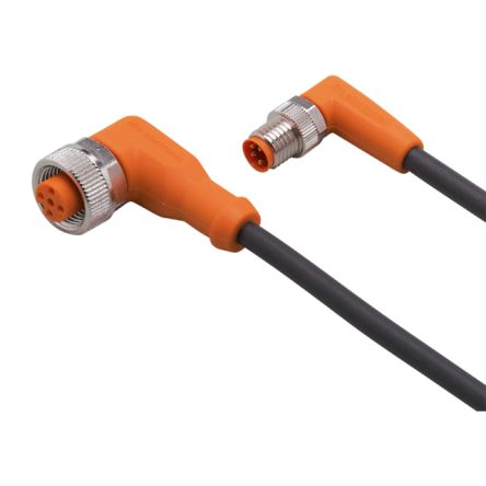 ifm electronic Right Angle Male 4 way M8 to Right Angle Female 5 way M12 Communication Cable, 300mm [EVC375]; 187-345